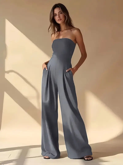 Aleia Strapless Wide-Leg Jumpsuit